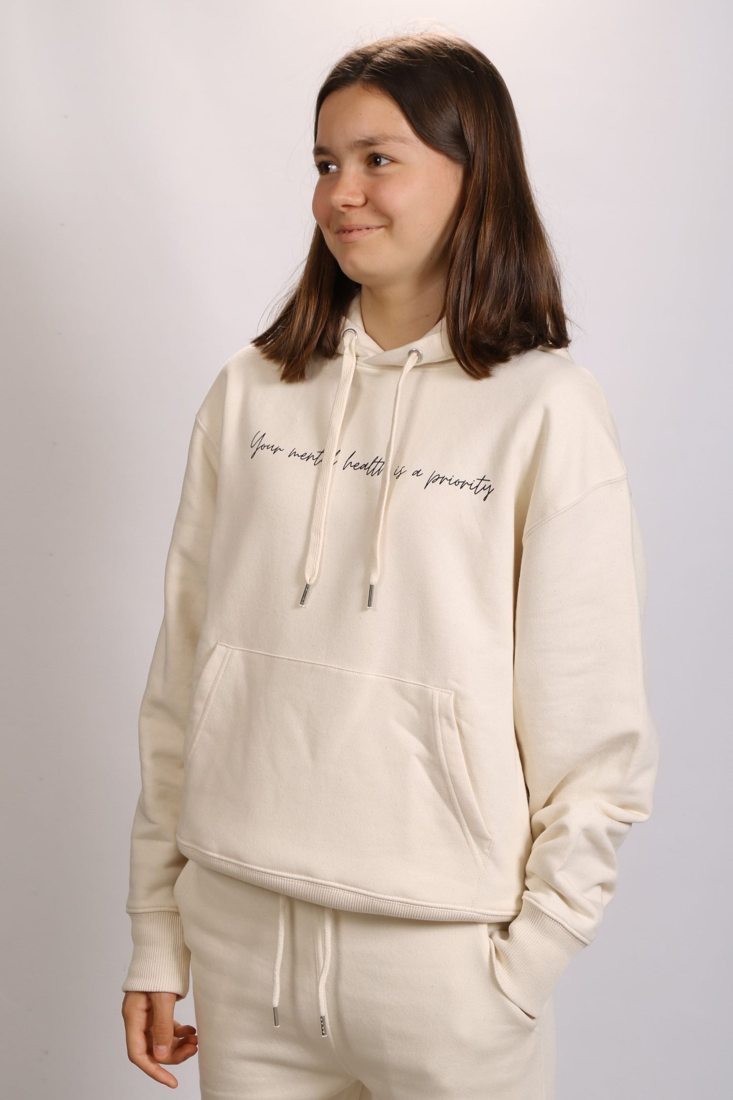 Sweat à capuche Crème